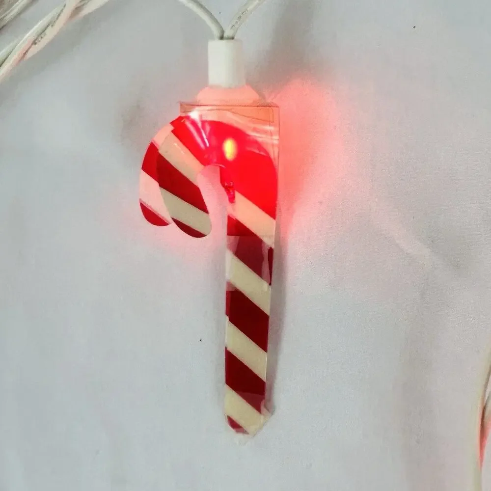 Vtg Strung Candy Cane Christmas Lights - 2 Strands 90” each